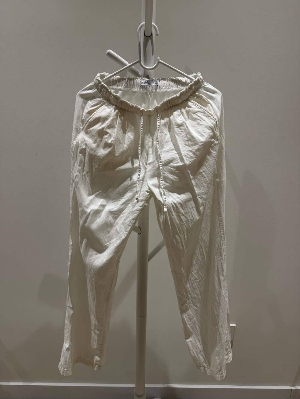 White Linen-Blend Trousers